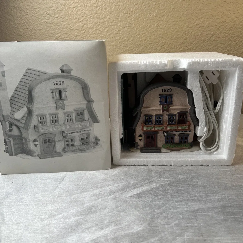 Vintage 1992 Dept 56 Alpine Village Metterniche Wurst #56189 w/ Box & Light Cord